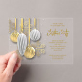 Retro Silver and Gold Ornaments Christmas Party Acryl Uitnodigingen (Insitu (Draagbaar))