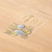 Retro Silver and Gold Ornaments Christmas Party Acryl Uitnodigingen (Laagn)