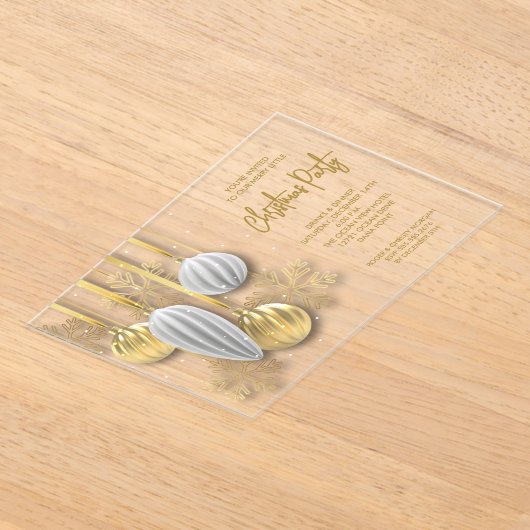 Retro Silver and Gold Ornaments Christmas Party Acryl Uitnodigingen (Laagn)