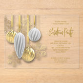 Retro Silver and Gold Ornaments Christmas Party Acryl Uitnodigingen (Voorkant)