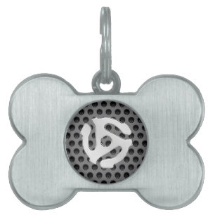 Retro Silver Chrome als 45-afstandsbediening Huisdieren Naamplaatje