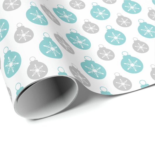 Retro Silver en Aqua ornamenten Verpakkingspapier Cadeaupapier (Rol Hoek)