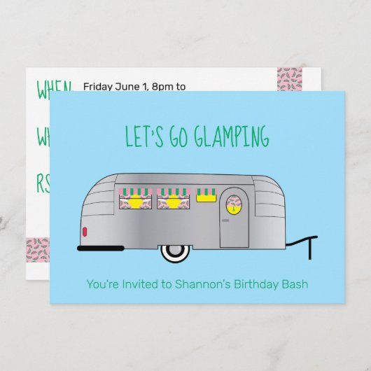 Retro Silver Gestroomlijnde Camper Glamping Kaart (Voorkant / Achterkant)