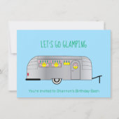 Retro Silver Gestroomlijnde Camper Glamping Kaart (Voorkant)