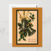 Retro  Silver-kerstcellen, Gold Ribbon Briefkaart (Voorkant / Achterkant)