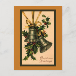 Retro Silver-kerstcellen, Gold Ribbon Briefkaart