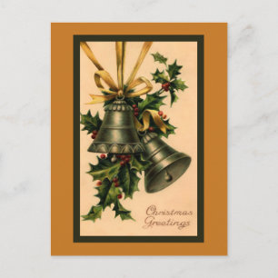 Retro  Silver-kerstcellen, Gold Ribbon Briefkaart