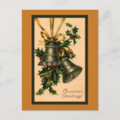 Retro  Silver-kerstcellen, Gold Ribbon Briefkaart (Voorkant)