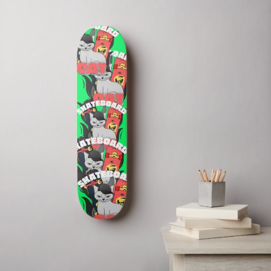  retro simpele skateboardkat persoonlijk skateboard (Muurkunst)