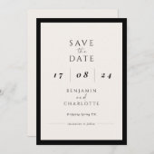 Retro Simple Black & White Wedding Sla de datum op Save The Date (Voorkant / Achterkant)
