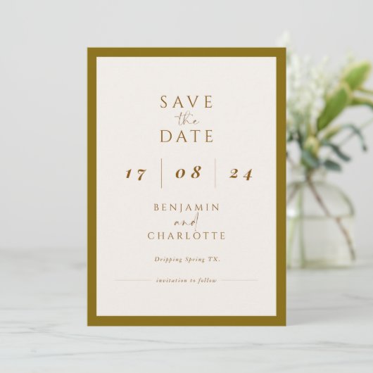 Retro Simple Black & White Wedding Sla de datum op Save The Date (Staand voorkant)