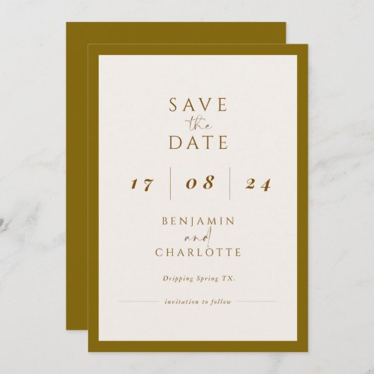 Retro Simple Black & White Wedding Sla de datum op Save The Date (Voorkant / Achterkant)