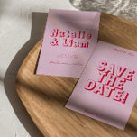 Retro Simple Bright Funky Bold Modern Wedding Save The Date<br><div class="desc">Deze moderne & retro funky minimalistische Wedding Save The Date Sjabloon is geweldig voor u. Als u op zoek bent naar een , elegante en eenvoudig aan te passen Wedding Save The Date Sjabloon. Een zeer elegante eenvoudige en chique bleke roze script foto bruiloft bespaar de datum. Welke kenmerken minimaal...</div>