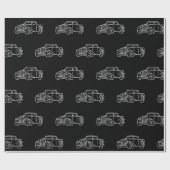 Retro Simple Elegant Black White Classic Cars Cadeaupapier (Vlak)