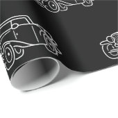Retro Simple Elegant Black White Classic Cars Cadeaupapier (Rol Hoek)