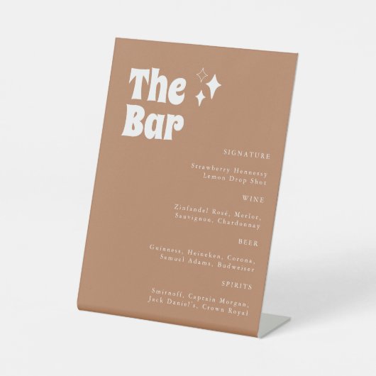 Retro  Simple Modern Wedding Bar Reclamebord Met Voetstuk (Voorkant)