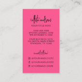 Retro Simple Neon Pink Nail Tech Visitekaartje (Achterkant)