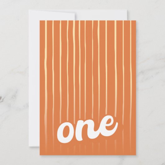 Retro Sinaasappel 1e verjaardag Uitnodiging (Achterkant)