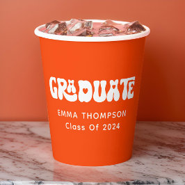 Retro Sinaasappel Afstuderen klasse van 2024 Papieren Bekers