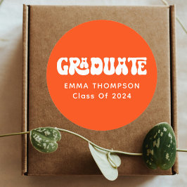 Retro Sinaasappel Afstuderen klasse van 2024 Ronde Sticker