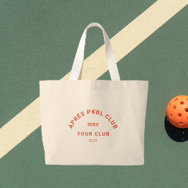 Retro Sinaasappel Après PKBL Club Crest Pickleball Grote Tote Bag