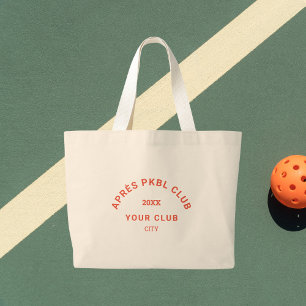 Retro Sinaasappel Après PKBL Club Crest Pickleball Grote Tote Bag