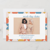 Retro Sinaasappel Blauw Mid Century moderne foto Aankondiging (Voorkant)