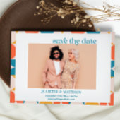 Retro Sinaasappel Blauw Mid Century moderne foto Aankondiging