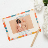 Retro Sinaasappel Blauw Mid Century moderne foto Aankondiging