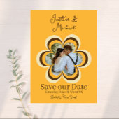 Retro Sinaasappel Bloem Foto Bruiloft Save the Dat Kaart
