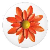 Retro Sinaasappel Bloem MOD Bloemen Lente Zomer Keramische Knop (Voorkant)