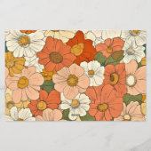 Retro Sinaasappel Bloemen 5.5x8.5 Horizontale Stat Briefpapier (Achterkant)