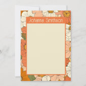 Retro Sinaasappel Bloemen 5x7 Verticale Stationery (Voorkant)