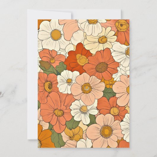 Retro Sinaasappel Bloemen 5x7 Verticale Stationery (Achterkant)