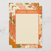 Retro Sinaasappel Bloemen 5x7 Verticale Stationery (Voorkant / Achterkant)