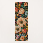 Retro sinaasappel bloemen blauwgroen tulpen mama m yogamat (Voorkant)