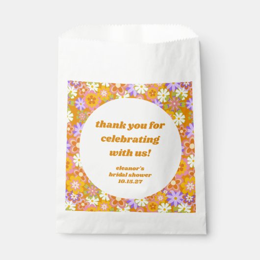 Retro Sinaasappel Bloemen Custom Vrijgezellenfeest Bedankzakje (Voorkant)