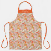 Retro Sinaasappel Bloemen Gepersonaliseerd Schort (Voorkant)