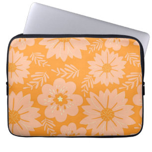 Retro Sinaasappel Bloemen Levendig Lente & Zomer G Laptop Sleeve