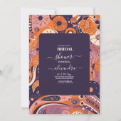 Retro sinaasappel blush roze paarse groovy bruids kaart (Voorkant)