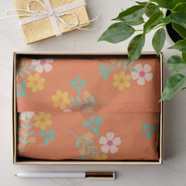 Retro Sinaasappel Boho Daisy Bouquet Pattern Tissuepapier