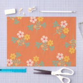 Retro Sinaasappel Boho Daisy Bouquet Pattern Tissuepapier (Craft)