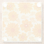 Retro  Sinaasappel Botanische Bloempatroon Herfst Glazen Onderzetter (Achterkant)