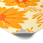 Retro  Sinaasappel Botanische Bloempatroon Herfst Poster (Hoek)
