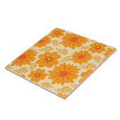 Retro  Sinaasappel Botanische Bloempatroon Herfst Tegeltje (Zijkant)