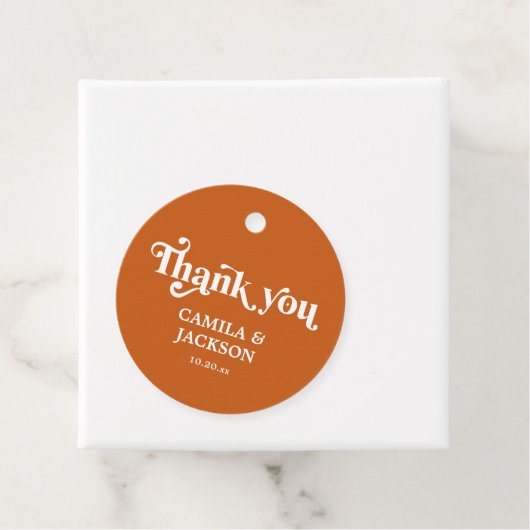 Retro Sinaasappel bruiloft dank u Bedankjes Labels (In situ)