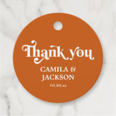 Retro Sinaasappel bruiloft dank u Bedankjes Labels (Voorkant)