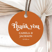 Retro Sinaasappel bruiloft dank u Bedankjes Labels