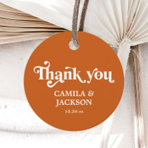 Retro Sinaasappel bruiloft dank u