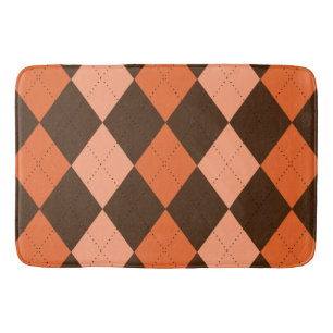 Retro Sinaasappel & Bruin Herfst Argyle Badmat